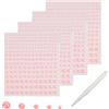 SHUBEIEUMIAdesivo con Perle, 4 Fogli 900 Pezzi, Decorazione Fai da Te Adesivi per Manicure, Bellezza, Trucco, 2/3/4/5/6 mm, con Pinzette Fai da Te-Rosa