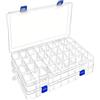 DIFIT Scatole Plastica con Coperchio, Set da 2, 34 scomparti ciascuna | Scatole Trasparenti con Divisori Regolabili, Scatole Portaoggetti per Perline, Gioielli, Viti, Artigianato e Minuteria
