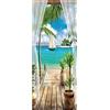 A.Monamour Adesivo Porta Autoadesiva Vista Mare Tropicale Dalla Finestra Vinile PVC Adesivi per Porte Interne 3D Pellicola Adesiva Poster Sticker Murale Parete Carta da Parati