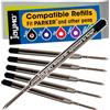 Cottage Mills Jaymo - 6 - Ricariche per penne compatibili con Gel Parker® nero. Liscio inchiostro di scrittura tedesco con punta media da 7 mm # 30525PP