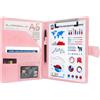 GraduationMall A5 Cartella per Conferenze con Fibbia Magnetica,Portfolio di Viaggio con Appunti Organizer Portadocumenti Portatile in Pelle PU Rosa