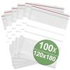 QUADRIOS Sacchetti con chiusura a pressione con strisce per scrivere (L x A), 120 mm x 180 mm, polietilene trasparente
