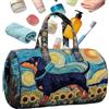 Generic Borsa tote trapuntata, motivo animali retrò, grande capacità con funzione multi tasca, struttura in morbido cotone, borsa organizer con design vintage, borse per il trasporto per lavoro, viaggi
