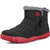 Eagsouni Stivali Barefoot da Neve Invernali Uomo Donna, Nero Rosso, 40 EU