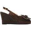 Macarena - Sandali con zeppa a sparto, cinturino alla caviglia, suola in gomma, pelle, espadrillas, camoscio, per: donna