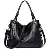 NICOLE & DORIS Borsa Donna Tracolla Grande Borsa Shopper Tote Borsa a Spalla Hobo Borsa a Mano PU Pelle Morbida Borsetta con Frange per Lavoro, Shopping e Viaggi Nero