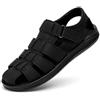 MGGMOKAY Sandali Uomo in Pelle Estivi,Sandali Fisherman Outdoor Punta Chiusa,con Chiusura a Strappo,Scarpe Comode per Camminata e Tempo Libero,Nero,44