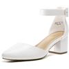 DREAM PAIRS Scarpe Tacco Pump Donna,Bianco/Pu,40.5