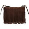 MISAKO Lunai borsa a tracolla piccola effetto camoscio con frange Donna - Lunai Marrone 25x4x30cm