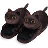 Openhahaha Pantofole Donna Gatto Invernali Peluche Calde Comode Antiscivolo Memory Foam Ciabatte da Casa Morbide Divertenti（Gatto Nero）