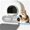 DillyRab Lettiera Gatto Autopulente 65L+9L Deodorante Ionico, 2 Filtri | 6 Rotoli Sacchetti per Rifiuti, Deodorante Ionico, Smart Health Monitor, Comando APP