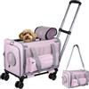 Pawinner Trasportino per cani e gatti, con ruote, fino a 9 kg, 45 x 33 x 33 | Robusto trasportino per gatti adatto per aerei, borsa per il trasporto per gatti pieghevole con finestra e cerniere di