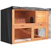 Wlinfetity Gabbia per conigli a doppia parete con sistema di ventilazione e finestra, antivento e impermeabile, adatta per ambienti esterni, dimensioni: 122 x 50 x 105 cm