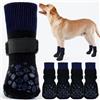PUMYPOREITY 2 Paia Calzini Antiscivolo per Cani Natale, Calzini Zampe Ferite Cani Copri Zampe Calze Protettive Parquet Antiscivolo Calze Estive/Invernali Esterno con Cinghia Regolabile(Blu, L)