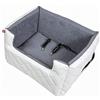 BOUTIQUE ZOO Seggiolino per Cani e Gatti | Auto, Sedile Posteriore, Passeggero | Lettino, Borsa | Similpelle | Colore: Bianco | Grande: L (57x50 cm)