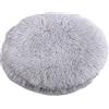 RICHRAIN Cuscino rotondo in peluche per cani e gatti, tappetino caldo per animali domestici, in cotone PP, morbido e confortevole, per soggiorno (M, 47 cm, grigio chiaro)
