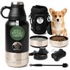 NomadaPaw Borraccia per cani da 1 l, in acciaio inox, abbeveratoio portatile termico con ciotola e 2 coperchi, include custodia in neoprene, dispenser di sacchetti e spazzola, accessorio da viaggio 4 in 1