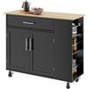 SoBuy Carrello cucina con ruote bloccabili e 3 ripiani 99x40x84,3 cm | Mobile cucina con ampio piano in legno, portata 75 kg, cassetto e mobiletto a 2 ante, MDF/PB, per la cucina, FKW133-SCH