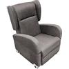 MyVorrei Poltrona Relax 2 Motori Dispositivo Medico con Tavolino Braccioli Estraibili e Maniglione Rivestimento Mano Effetto Cotone Nadia