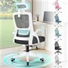 ALFORDSON Sedia da Ufficio Scrivania Ergonomica, Con Braccioli Pieghevoli, Sedile Imbottito e Schienale in Rete Traspirante, Girevole con Ruote, Funzione Oscillante, Portata 180 kg(Nera e bianca)