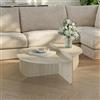 [en.casa] Tavolino da Caffé con 2 Piani Semicircolari di Diverse Misure e Altezze Tavolo Basso Centrale da Salotto per Soggiorno Sala 90 x 90 x 35 cm - Color Travertino