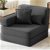 Luxstein Divano letto pieghevole, 95 cm, divano modulare da pavimento in velluto a coste, con schienale alto e braccioli, letto per gli ospiti, poltrona per camera da letto, grigio