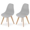 NMK HOME Sedie In Plastica Ergonomiche 2 Pz Grigio | Legno robusto, ergonomia, ufficio, sala da pranzo, stabilità, facile montaggio, supporta carichi pesanti, imbottito