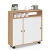 IDMarket - TOMI mobile laterale con rotelle per bagno struttura in faggio piano bianco