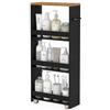 Amveya carrello bagno ruote 1 pezzo nero stretto 40 x 14 x 80 cm