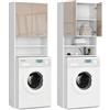 Home Collective Mobile da bagno per lavatrice - Larghezza 64 cm, altezza 180 cm, bianco cappuccino lucido - Pannello laminato di alta qualità, ampio spazio con 4 ripiani, bordi in ABS, maniglie argento