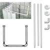 Generic Asta per Tenda da Doccia a Forma di U 80x80x80 cm, Spessore 22mm, in Metallo Verniciato Bianco, Fissaggio a Parete, per Bagno e spogliatoio