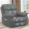 YONISEE Poltrona Relax Elettrica 150° Poltrone Massaggiante Reclinabile Alzapersona Con Poggiapiedi e Riscaldamento, USB+Tipo C, Portabicchieri, Tasche Laterali, Sofa Da Letto Salotto (Grigio Pu)