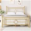 MUTICOR Letto in metallo 140x200 cm con testiera e pediera, Oro