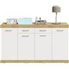 AVANTI TRENDSTORE - Pagno - Cassettiera a 4 ante battenti, 4 ripiani interni e 2 cassetti, realizzato in legno laminato. Disponibile in 2 colori diversi. Dimensioni LAP ca. 160x90x50cm