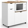 IDMarket - Credenza a microonde COSI XXL con cassetto in legno bianco e ripiani in faggio L.90 CM