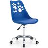 Cribel 1Pz Sedia SAMIRA Blu in Polipropilene con Cuscino, Design Ergonomico e Originale a Impronte, Base Cromata con Ruote e Altezza Regolabile 49x57x83/95 cm