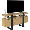 Songvas Mobile TV 160cm - Mobile TV in Stile Industriale con 2 Cassetti e 2 Ante, Illuminazione LED, Finitura Rovere Simil-Rovere + Struttura in Nero, adatto per Soggiorno/Camera(160x40x80cm)
