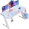 HLONONE LED Scrivania Gaming Bianca, con Tappetini per Mouse, 120 x 60 cm