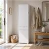 The White Stone Armadio Colonna 2 Ante con Cassetto Bianco Già Montato | Mobile Multiuso Salvaspazio con Ripiani Regolabili | Armadietto Alto per Bagno, Cucina e Lavanderia