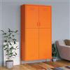 Zentexion Armadio arancione 90 x 50 x 180 cm in acciaio con 4 scomparti regolabili, asta appendiabiti, fessure di ventilazione, stabile e salvaspazio, ideale per camera da letto, corridoio o cameretta