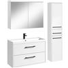Badplaats B.V. Badplaats Florence - Set di mobili da bagno 80 x 40 cm, bianco lucido, con lavabo, armadietto a specchio e armadietto alto