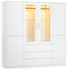 Dripex Armadio a sei porte, con asta appendiabiti e 3 cassetti, bianco, 160 x 48 x 180 cm, minimalista Wardrobe Closet per camera da letto
