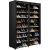 YASTA Scarpiera Salvaspazio 10 Ripiani con Copertura in Tessuto TNT Antipolvere - Portascarpe Grande XL 113x30x141 cm - Armadio Organizer 2 Ante con Cerniere per Scarpe per Ingresso e Ripostiglio