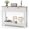 RELAX4LIFE Tavolo Consolle Stile Rustico con 2 Cassetti, Ripiano Aperto per Riporre, Tavolo d'Ingresso Stretto con Sicurezza Anti-Ribaltamento per Soggiorno, Corridoio, Ingresso, 106 x 30 x 81,5 cm