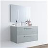 MarinelliGroup Mobile bagno 80 cm sospeso lavabo ceramica specchio 2 cassetti cemento 80 x 45 x 57 cm 305160L