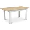 MAT-HAUS Furniture and home decor Tavolo da pranzo allungabile 120-160 x 80 cm, tavolo da cucina rettangolare, con piano d'appoggio, struttura nera, effetto legno, per cucina, sala da pranzo e soggiorno (rovere Sonoma, bianco)