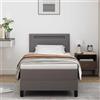 Teenpull Letto a molle con materasso grigio, 90 x 200 cm, in ecopelle, con testiera e rete a doghe, letto singolo per camera da letto, comodo posto per dormire