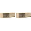 Mhdvray Set di 2 mobili per TV sospesi, effetto rovere Sonoma, montaggio a parete, con cassetto e scomparto, per soggiorno, 80 x 31 x 25,5 cm