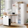 BNUZ Scrivania pieghevole con ripiani, libreria 2 in 1, ripiani regolabili in altezza, colore bianco, protezione antiribaltamento, scrivania angolare a destra