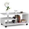 AKORD | Tavolino Vini su Ruote da Caffè in Legno | Tavolo Salotto Moderni | Credenza per il Soggiorno | Arredamento Casa | Tavolini a 3 livelli | Piano in laminato 16mm | 90 x 40 x 51 cm | bianco
